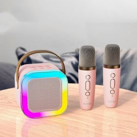 RGB Wireless Bluetooth Audio With Light Series (Option: Dual Microphone Pink)