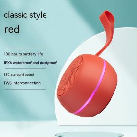 Bluetooth Speaker Outdoor Waterproof Subwoofer Audio (Color: Red)