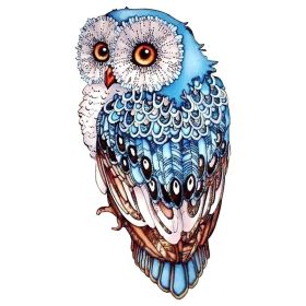 Wooden Puzzle Toy Children's Development Brain DIY Puzzle Three-dimensional Animal Puzzle (Option: Blue Owl A3)