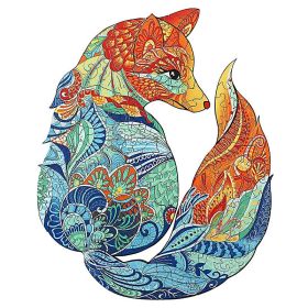 Wooden Puzzle Toy Children's Development Brain DIY Puzzle Three-dimensional Animal Puzzle (Option: Blue Fox A3)