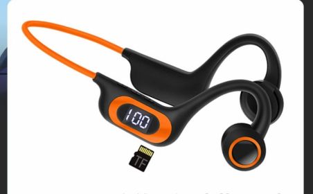 Bluetooth Earphone Card Digital Display Earhook Sports Earphones With Extended Battery Life (Option: G3 Black And Orange Color)