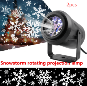 Projector Lamp High-brightness Christmas Snowflake Indoor Holiday Decoration Light Rotating (Option: Black-AU-2PCS)