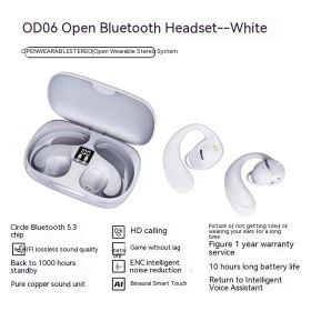 Bone Conduction True Wireless Ear Clip Ear Ultra-long Life Battery Headset (Color: White)