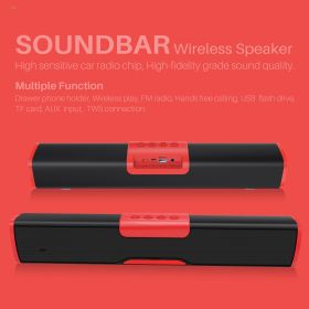 Portable Card Insertion Wireless Bluetooth Speaker (Option: Red-USB)