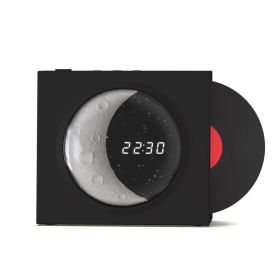 Moon Clock Bluetooth Speaker Vinyl Nostalgic Feelings High Volume Small Speaker (Option: Moon Rock Black)