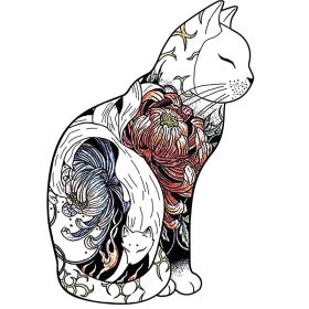 Wooden Puzzle Toy Children's Development Brain DIY Puzzle Three-dimensional Animal Puzzle (Option: White Cat A3)