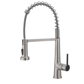 New Kitchen Single Handle pull-out faucet, stainless steel kitchen faucet with pull-out sprayer in Black (Color: Brushed + black)