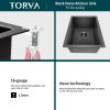Gloss Black Ceramic Coating with NanoTek Undermount Kitchen Sink;  16 Gauge T-304 Stainless Steel Single Bowl Wet Bar or Prep Sink