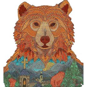 Wooden Puzzle Toy Children's Development Brain DIY Puzzle Three-dimensional Animal Puzzle (Option: Earth Bear A3)