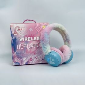 Small Egg Yolk Doll Plush Warm Cartoon Headset (Color: Blue)