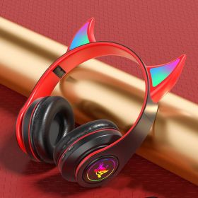 Fashion Luminous Bass Foldable Headphones (Option: Black Red-B39-USB)