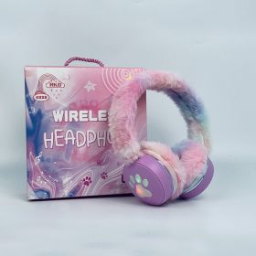 Small Egg Yolk Doll Plush Warm Cartoon Headset (Color: Purple)