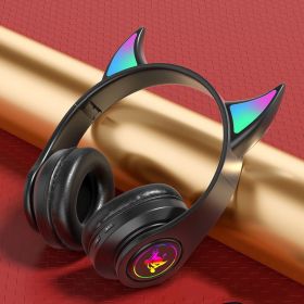 Fashion Luminous Bass Foldable Headphones (Option: Black-B39-USB)