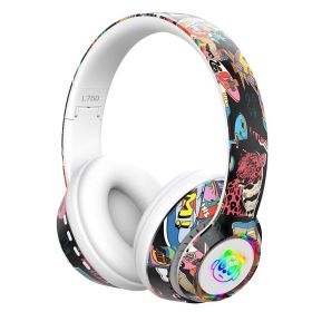 Graffiti Wireless Bluetooth Headset Mobile Phone Wireless Sports Gaming Headset (Color: White)